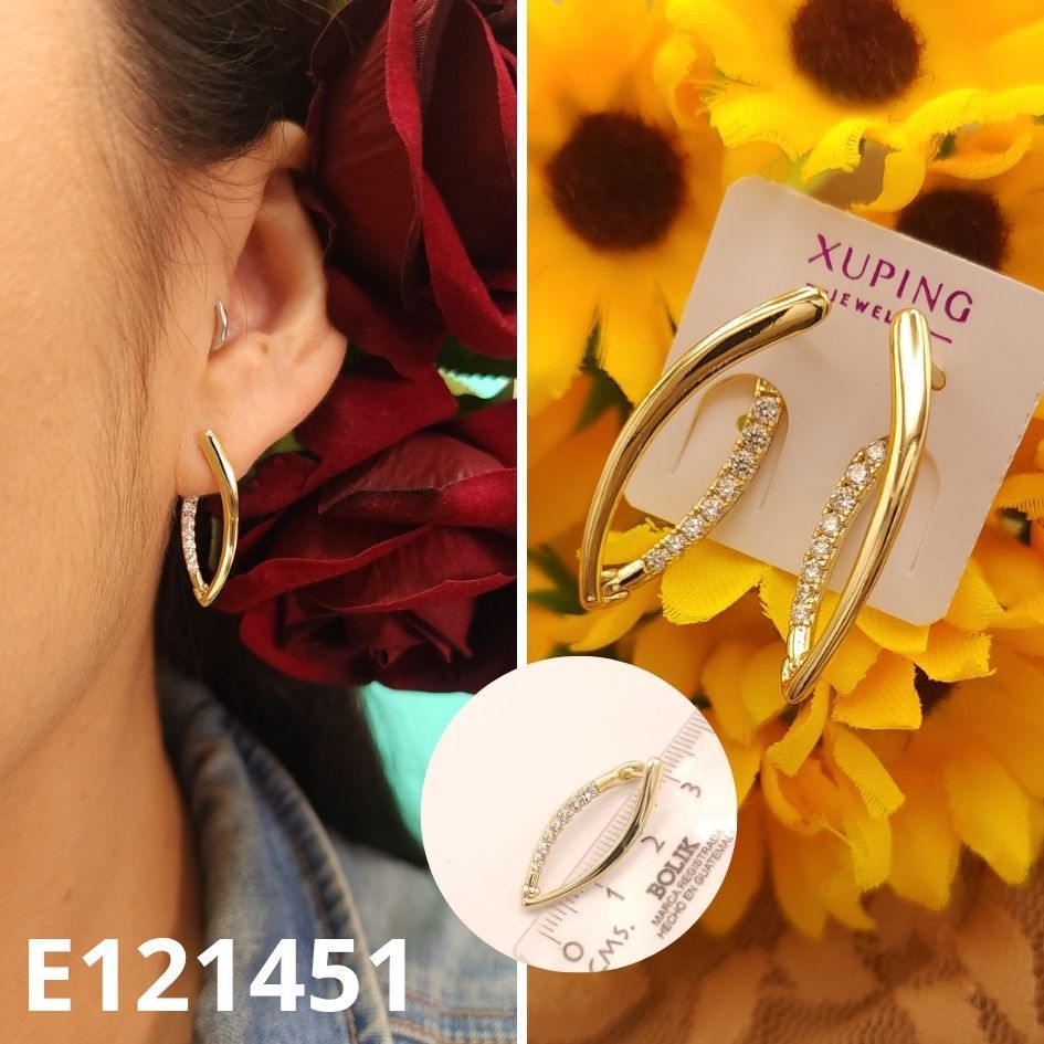 ARETES ENCHPADOS EN ORO 14K 2.8CM LARGO