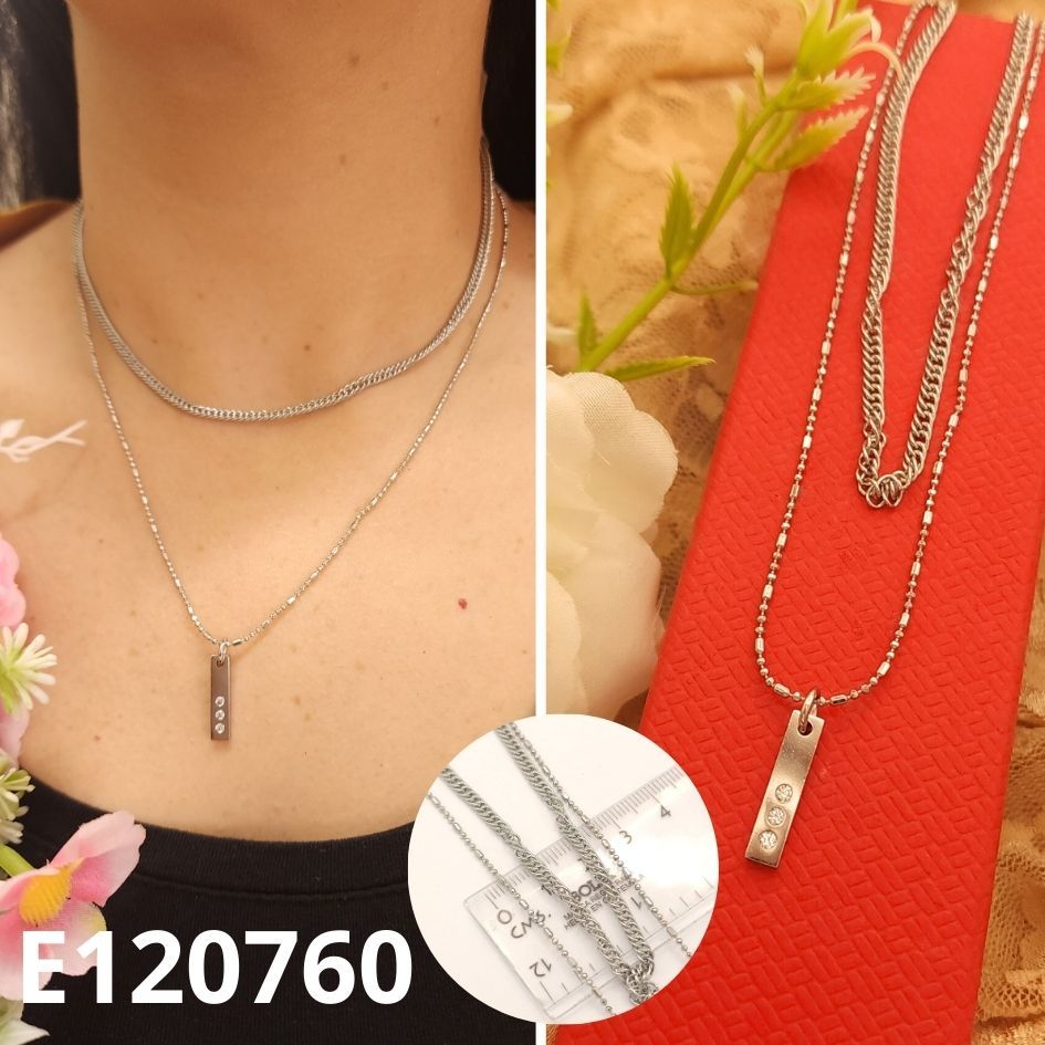 GARGANTILLA ENCHAPADA EN PLATINO DOBLE CADENA 45CM