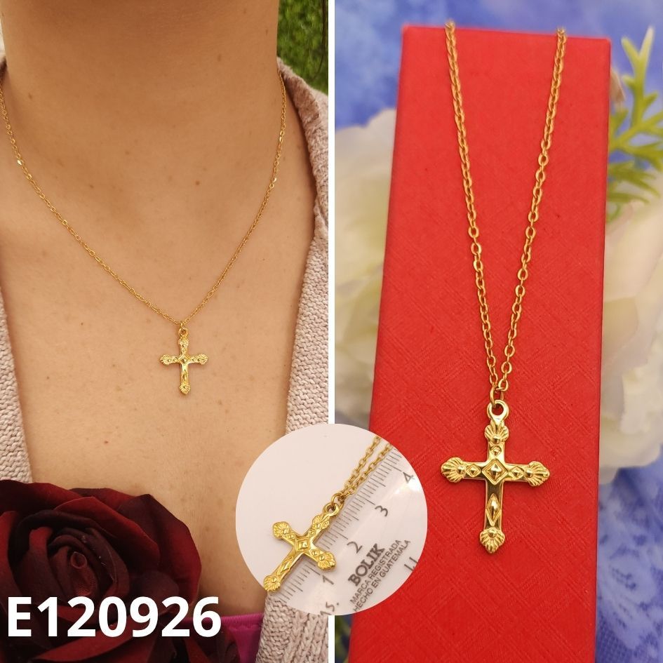 GARGANTILLA ENCHAPADA EN ORO 14K CRUZ40 A 45CM LARGO