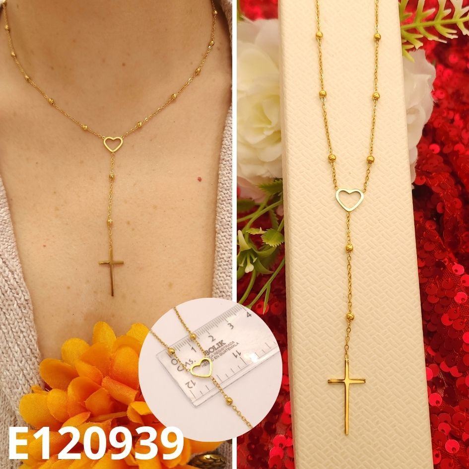 ROSARIO ENCHAPADO EN ORO 14K 40 A 45CM LARGO