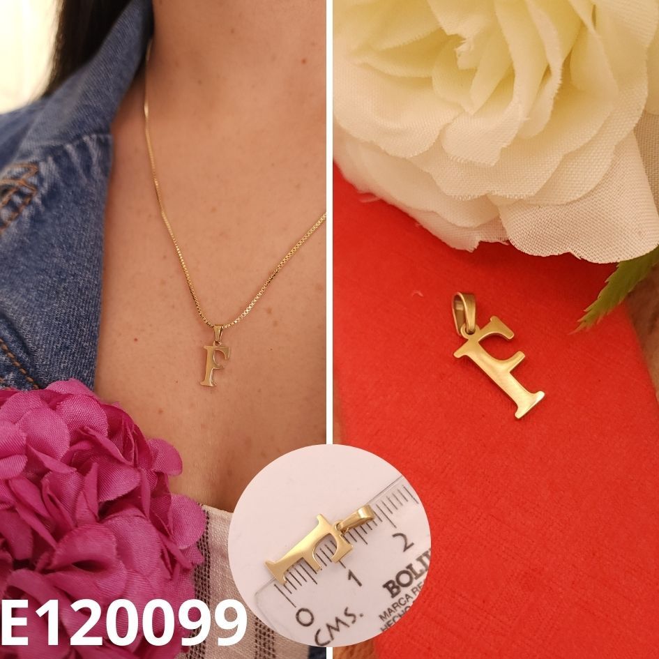DIJE ENCHAPADO EN ORO 14K LETRA F 1.8CM