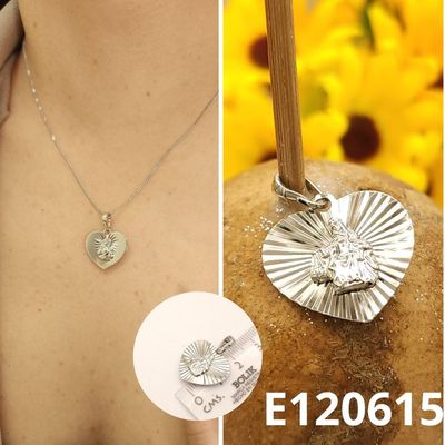 DIJE ENCHAPADO EN PLATINO CORAZON VIRGEN 2CM