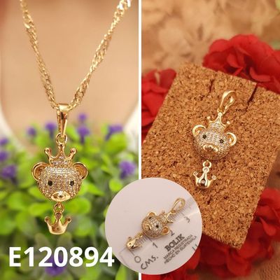 DIJE ENCHAPADO EN ORO 18K OSITO Y CORONITA 45CM LARGO