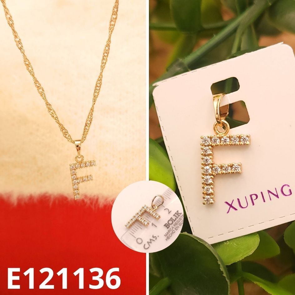 DIJE ENCHAPDAO EN ORO 18K 2CM LETRA F
