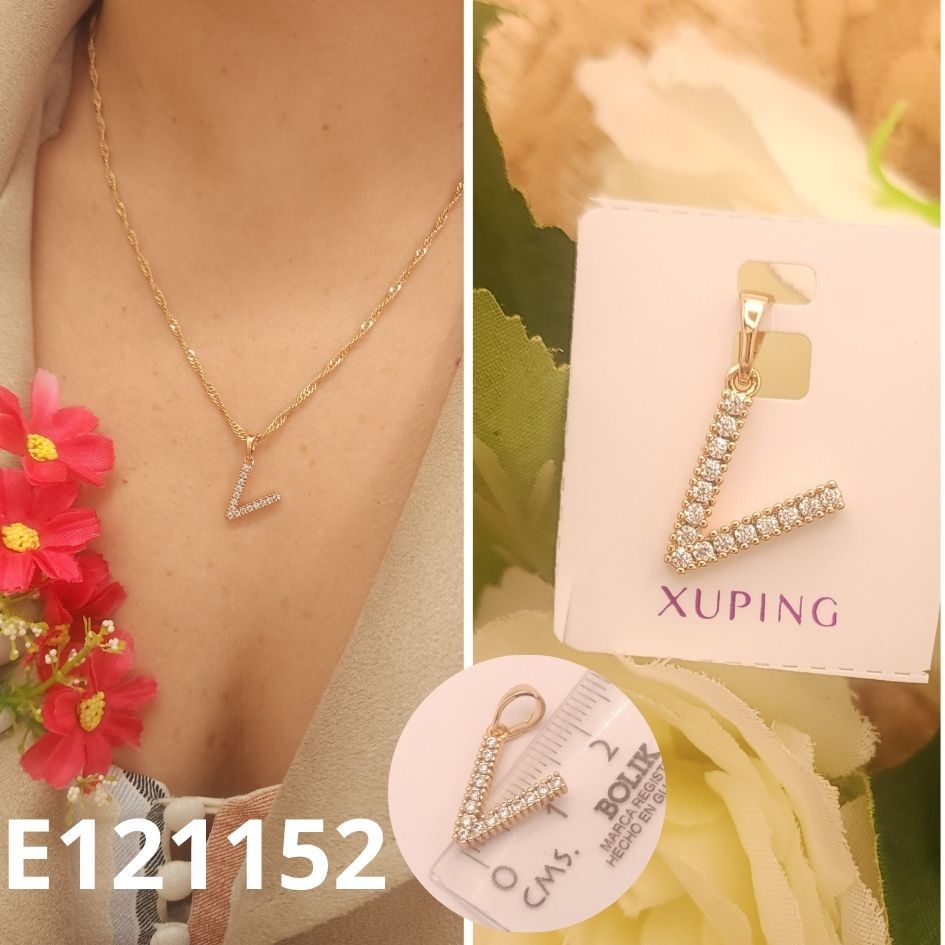 DIJE ENCHAPDAO EN ORO 18K 2CM LETRA V