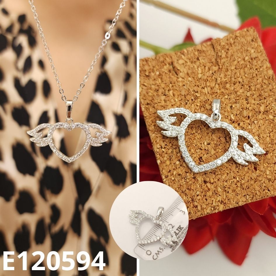 DIJE ENCHAPADO EN PLATINO CORAZON CON ALAS 3.5CM