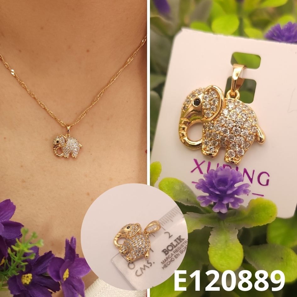 DIJE ENCHAPDO EN ORO 18K ELEFANTE 45CM LARGO
