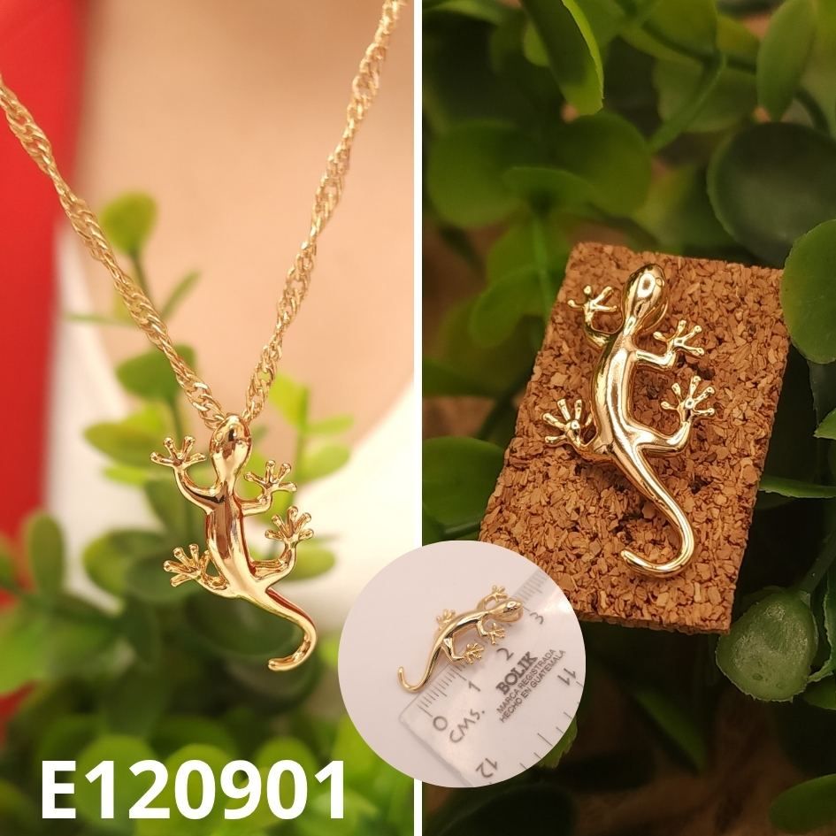 DIJE ENCHAPADO EN ORO 18K IGUANA 45CM LARGO
