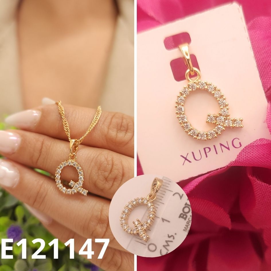 DIJE ENCHAPDAO EN ORO 18K 2CM LETRA Q
