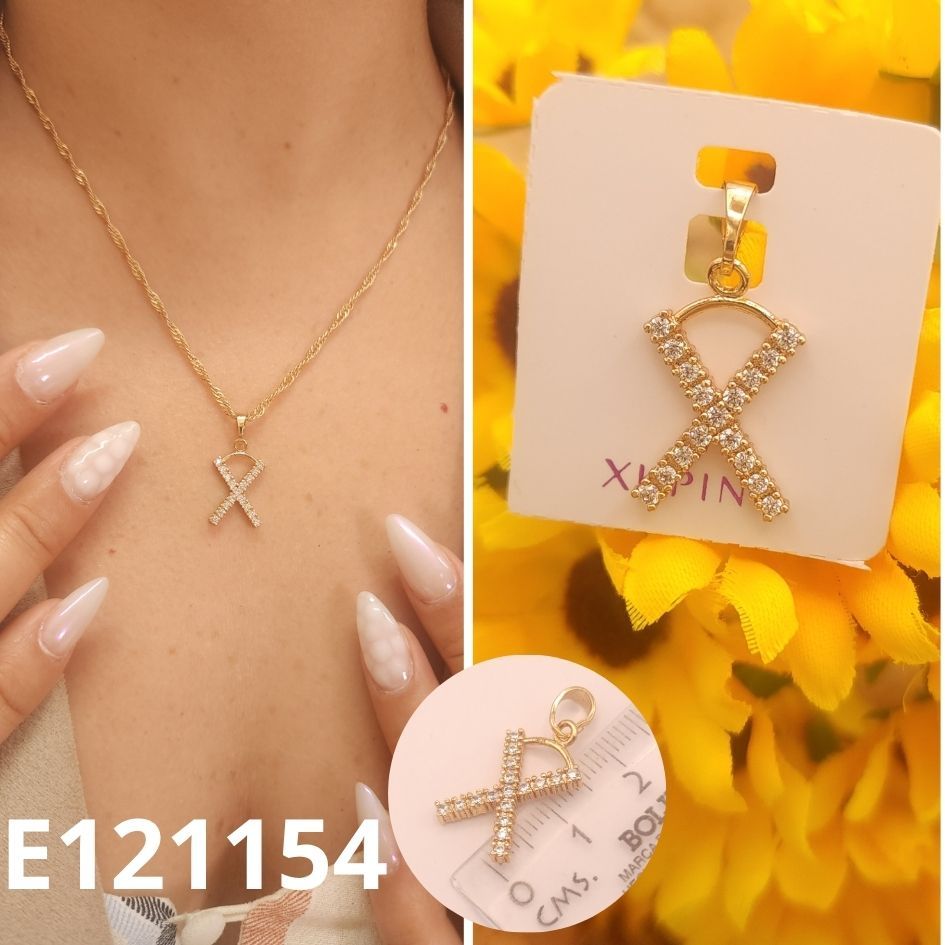 DIJE ENCHAPDAO EN ORO 18K 2CM LETRA X