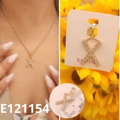 DIJE ENCHAPDAO EN ORO 18K 2CM LETRA X