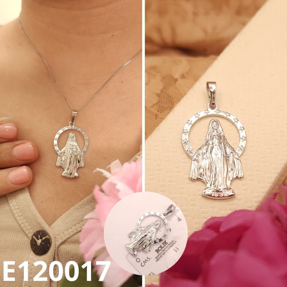 DIJE ENCHAPADO EN PLATINO VIRGEN 4.4CM