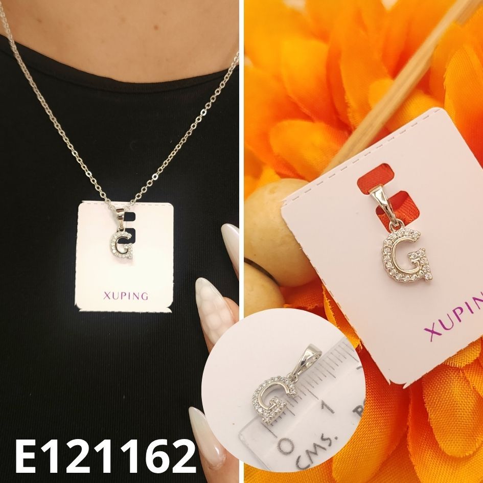 DIJE ENCHAPADO PLATINO 1CM LETRA G