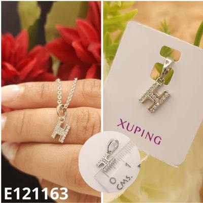 DIJE ENCHAPADO PLATINO 1CM LETRA H