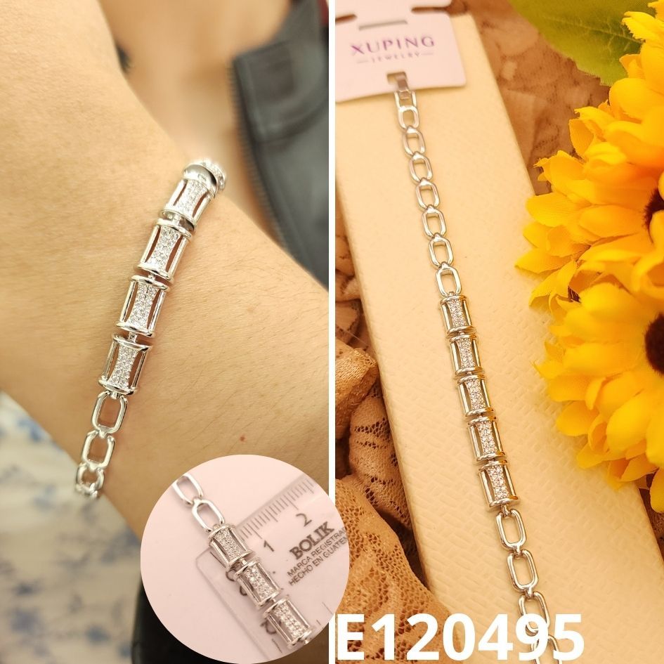 PULSERA ENCHAPDA EN PLATINO 17 A 19CM LARGO X 78MM ANCHO