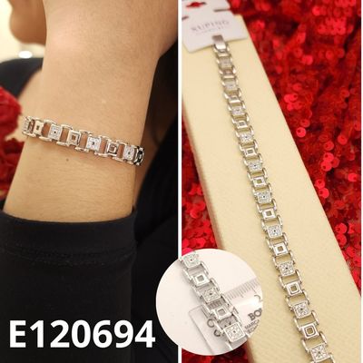 PULSERA ENCHAPADA EN PLATINO 17 A 19CM LARGO X 8MM