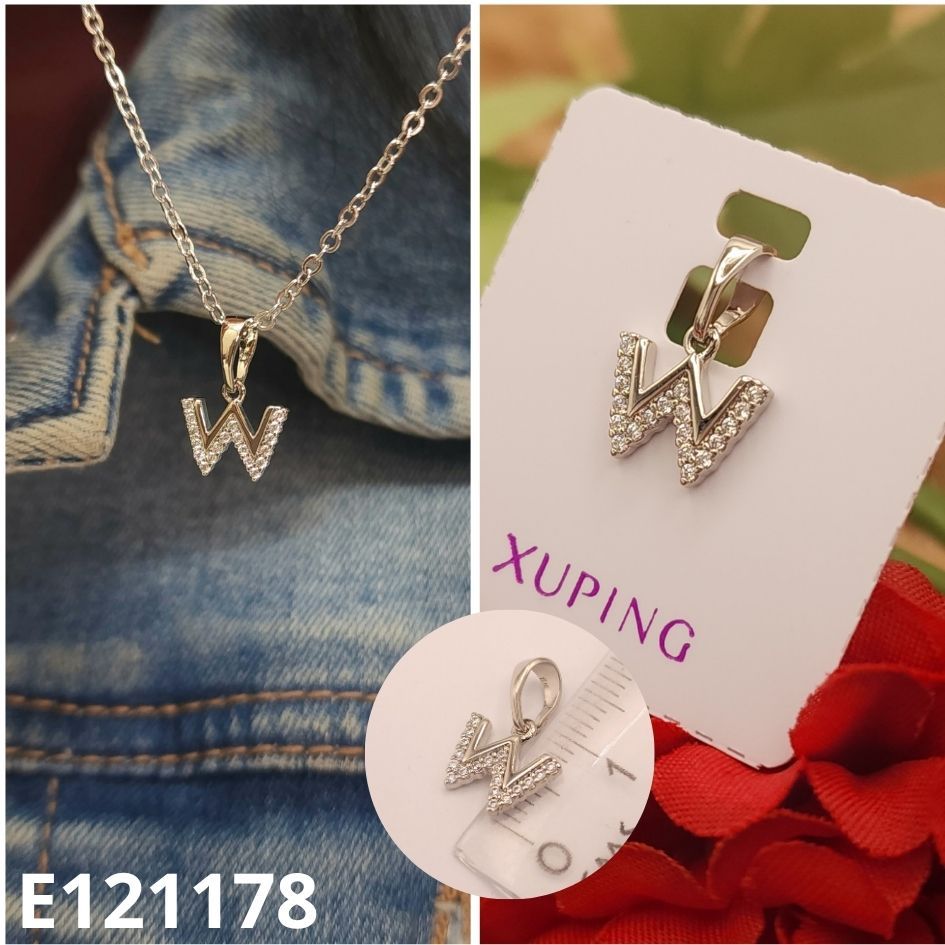 DIJE ENCHAPADO PLATINO 1CM LETRA W