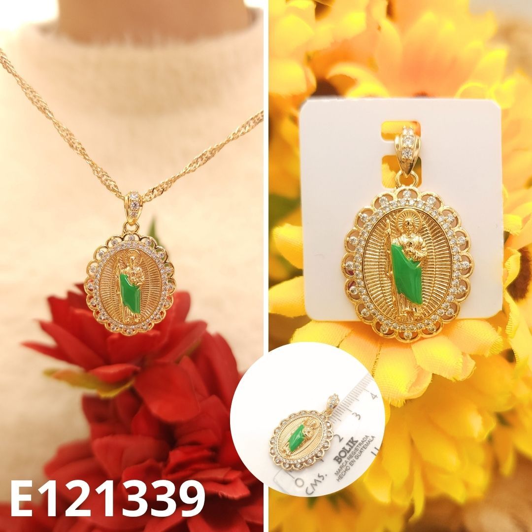 DIJE ENCHAPADO EN ORO 14K MEDALLA SAN JUDAS TADEO 2CM