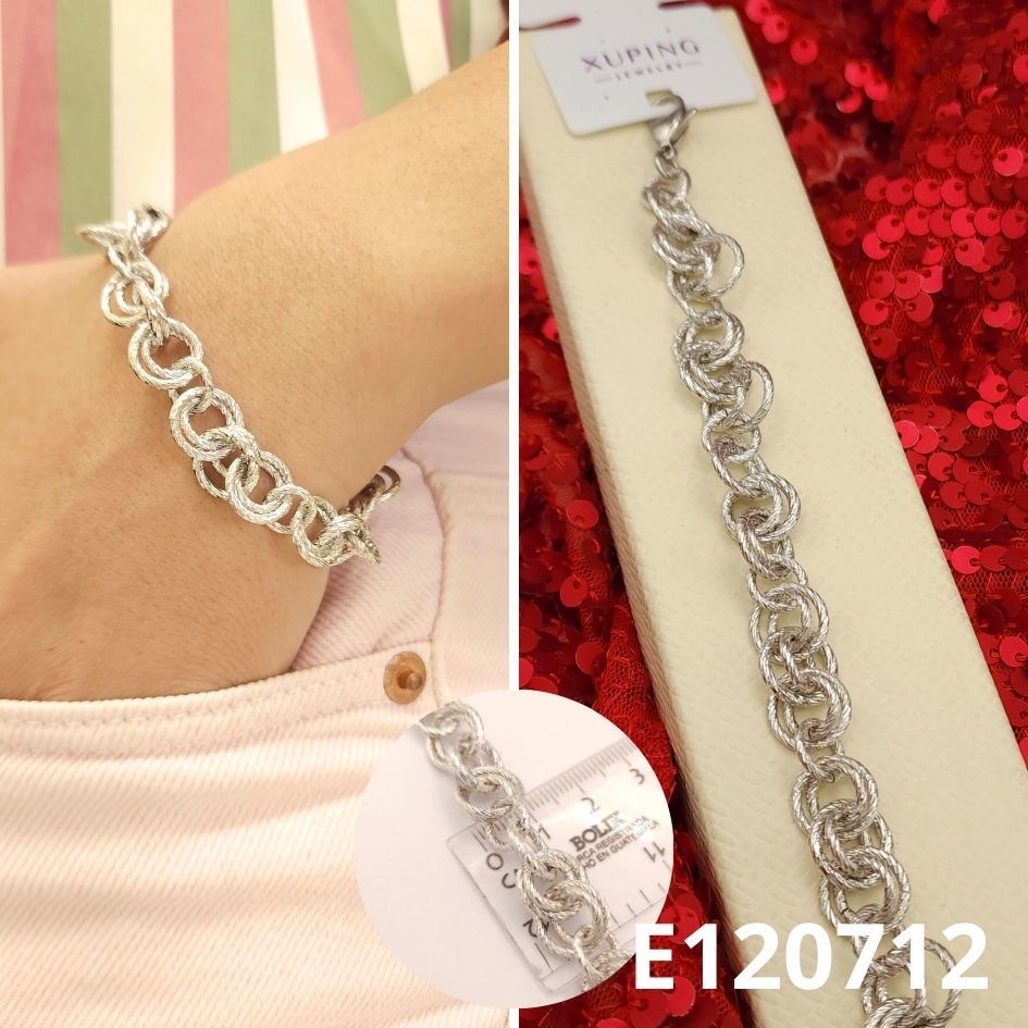 PULSERA ENCHAPADA EN PLATINO 17 A 19CM LARGO