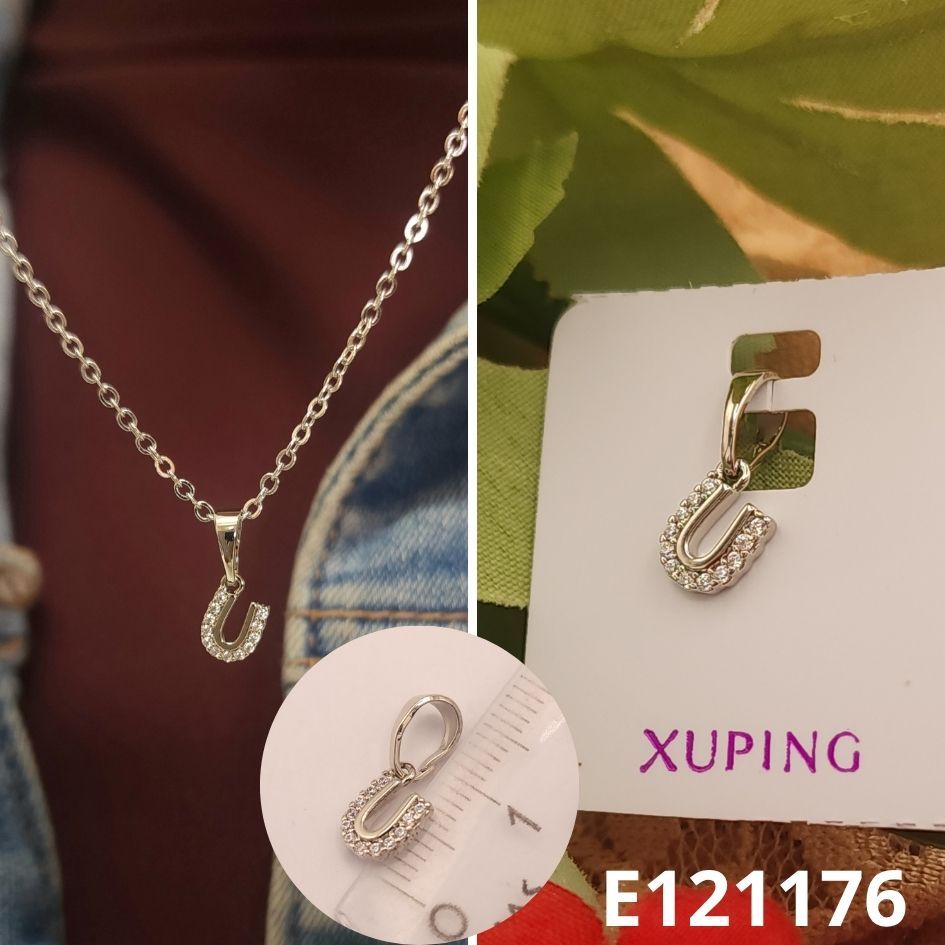 DIJE ENCHAPADO PLATINO 1CM LETRA U