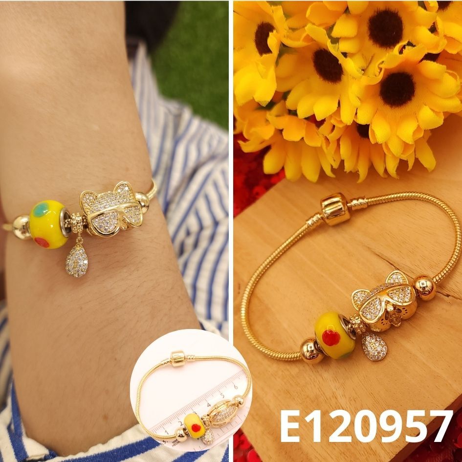 PULSERA ENCHAPADA EN ORO 14K TIPO PANDORA