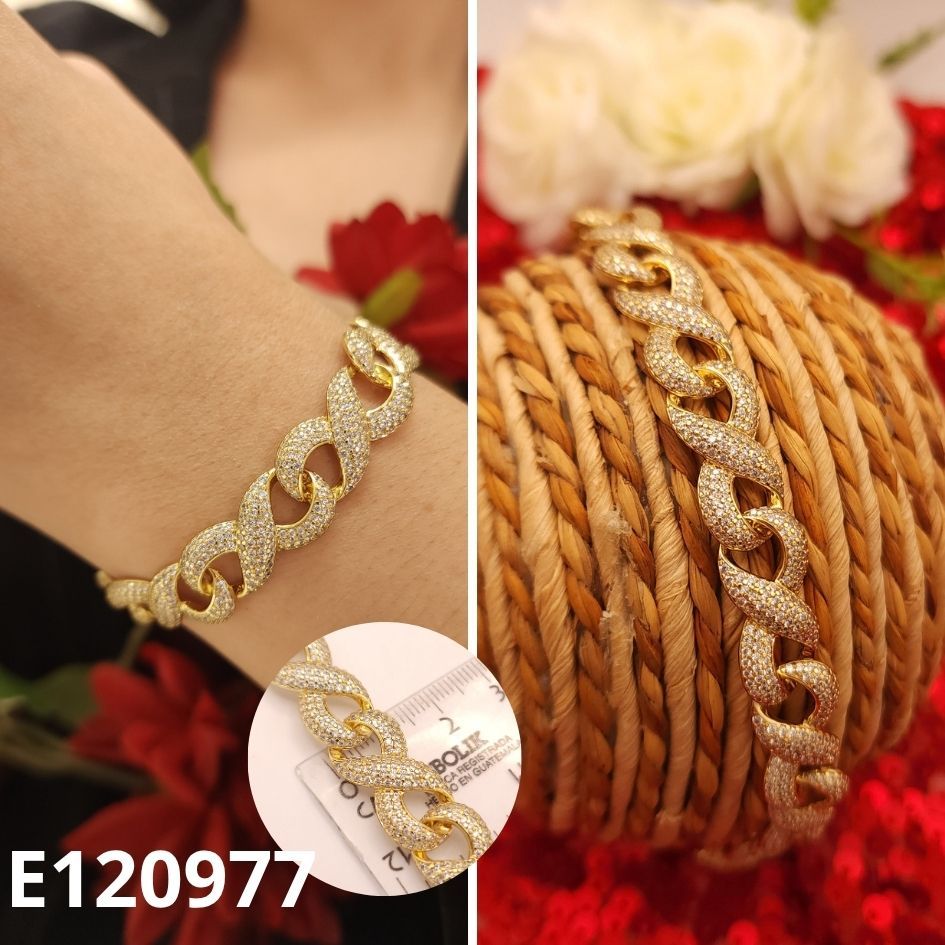 PULSERA ENCHAPADA EN ORO 14K 20CM LARGO X 1.2CM ANCHO