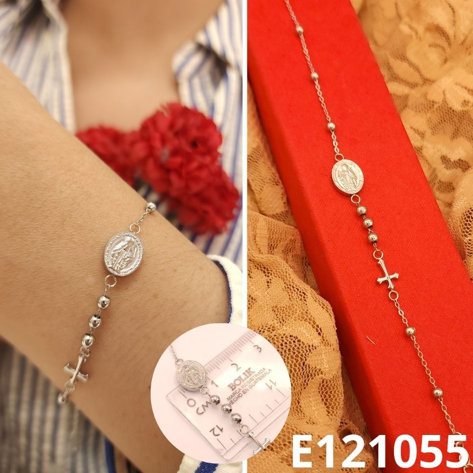 PULSERA DENARIO ENCHAPADO EN PLATINO 17 A 19CM LARGO