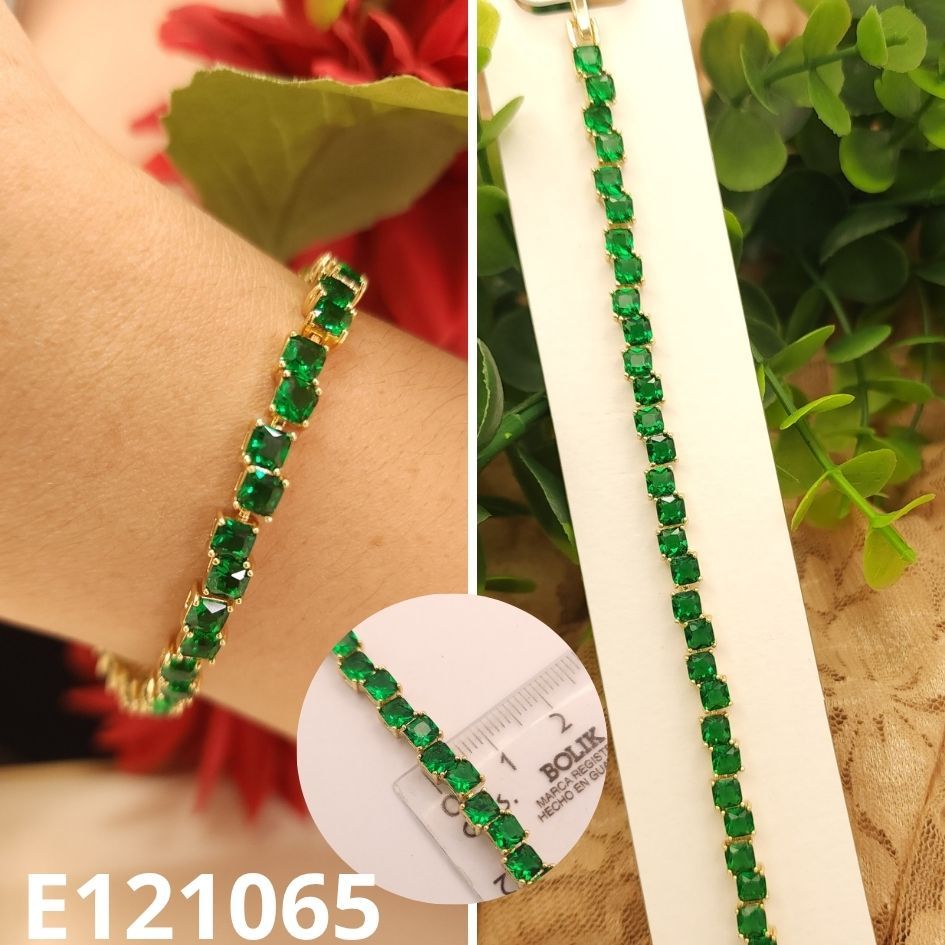 PULSERA ENCHAPADA EN ORO 14K VERDE 16 A 18CM