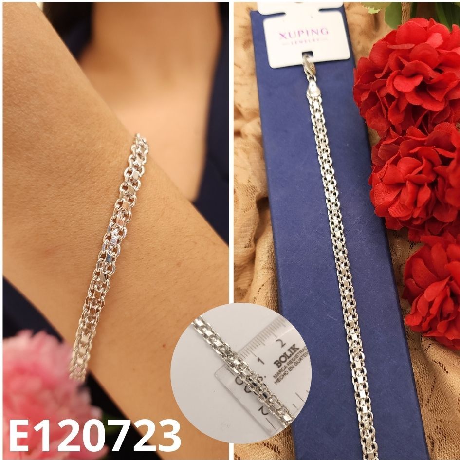 PULSERA ENCHAPDA EN PLATINO 19CM LARGO X 5MM ANCHO