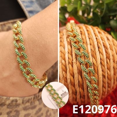 PULSERA ENCHAPADA EN ORO 14K 19CM LARGO VERDE