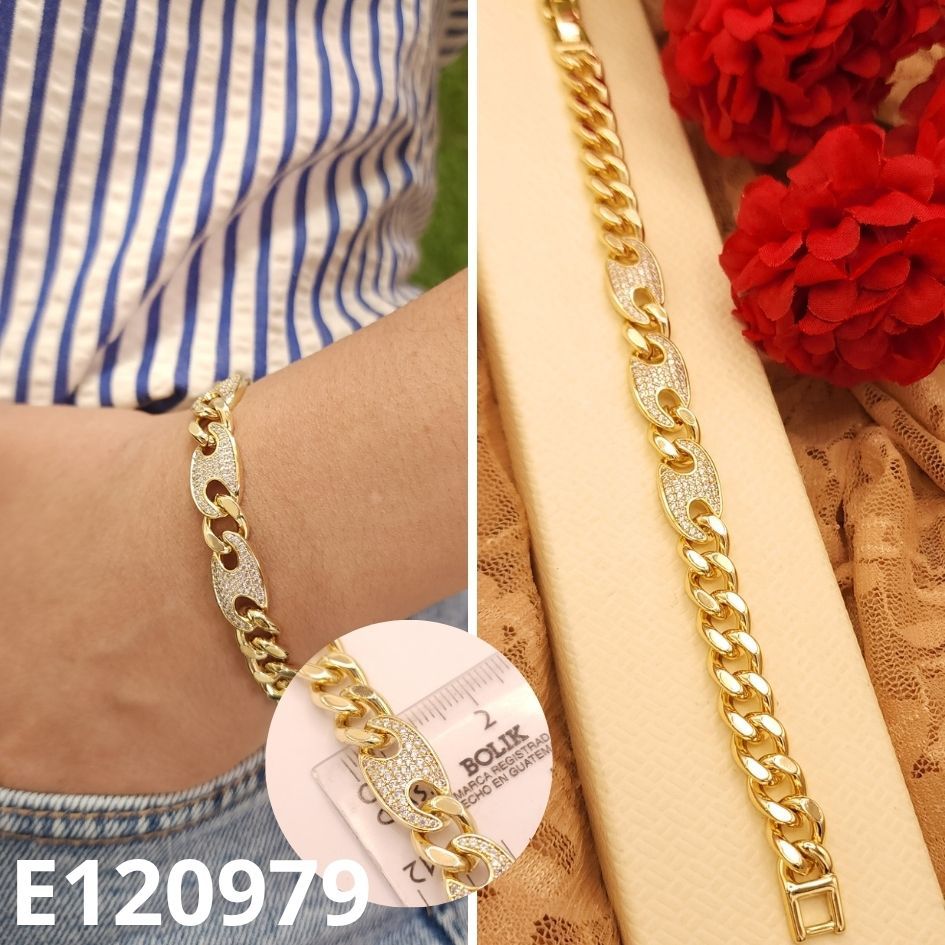 PULSERA ENCHAPADA EN ORO 14K 17 A 19CM LARGO X 1CM ANCHO