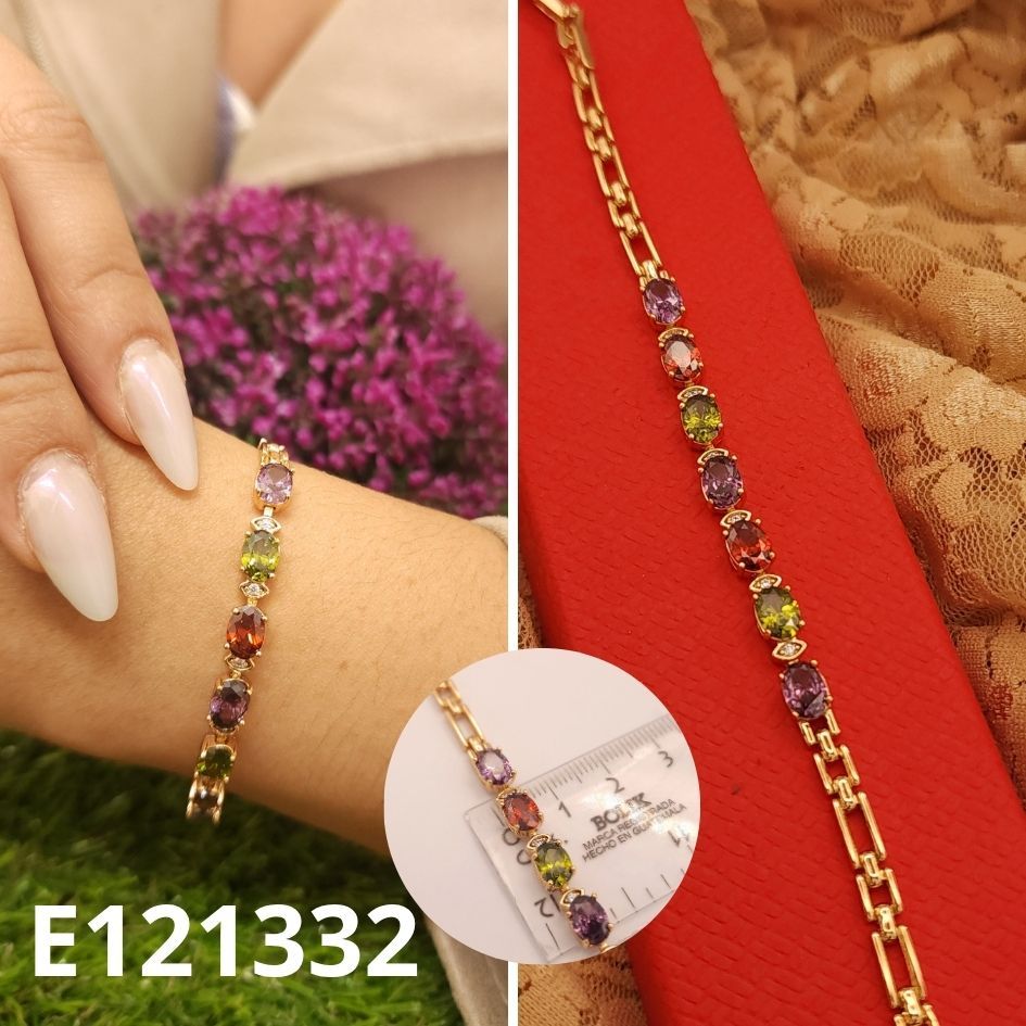 PULSERA ENCHAPDA EN ORO 18K COLORES 17 A 19CM LARGO