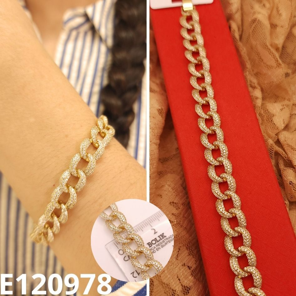 PULSERA ENCHAPADA EN ORO 14K 17 A 19CM LARGO X 1.2CM ANCHO