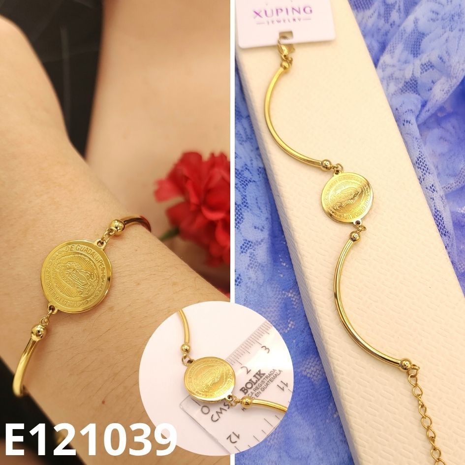 PULSERA ENCHAPADA EN ORO 14K VIRGEN DE GUADALUPE