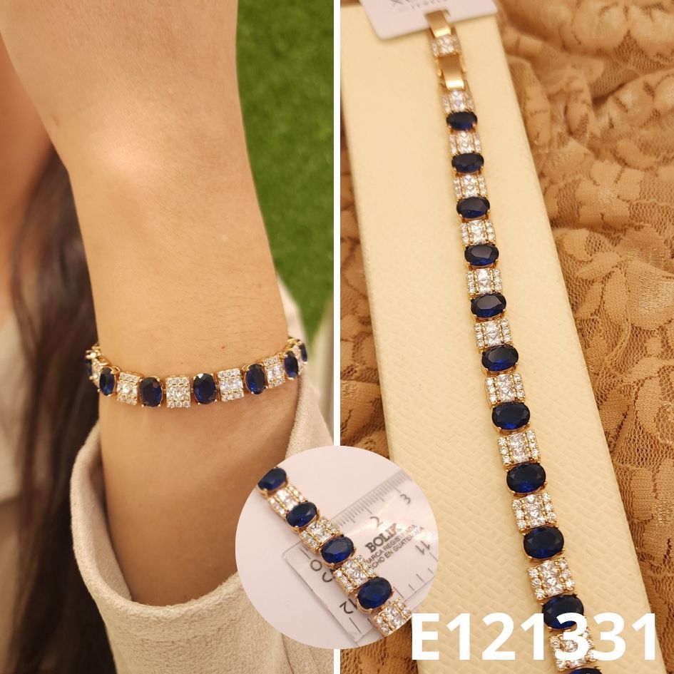 PULSERA ENCHAPDA EN ORO 18K AZUL 17 A 19CM LARGO