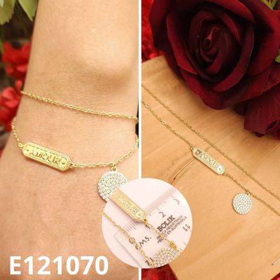 PULSERA ENCHAPADA EN ORO 14K AMOUR 16 A 19CM LARGO