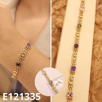 PULSERA ENCHAPADA EN ORO 18K PIEDRAS DE COLORES 17 A 19CM LARGO PULSERA ENCHAPADA EN ORO 18K PIEDRAS DE COLORES 17 A 19CM LARGO