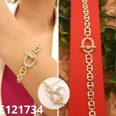 PULSERA ENCHAPADA EN ORO 14K HEBILLA 17 A 19CM LARGO