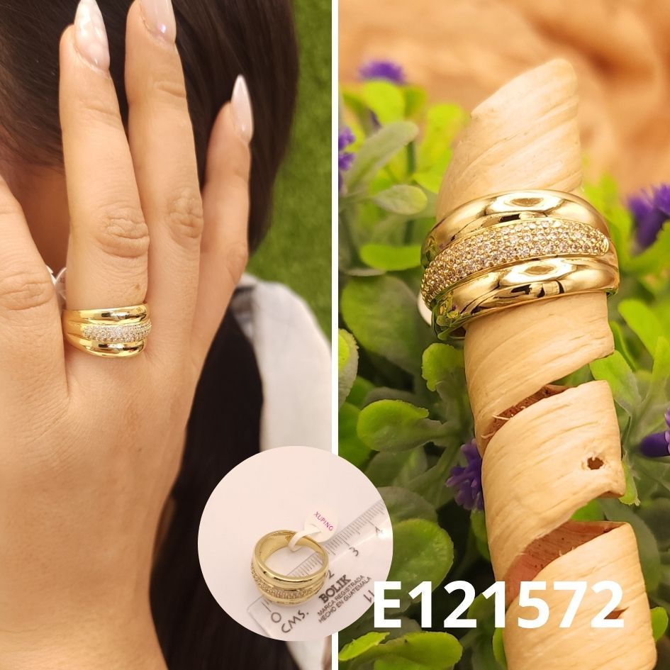 ANILLO ENCHAPADO EN ORO 14K PIEDRA NEGRA XUPING