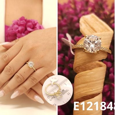 ANILLO ENCHAPADO EN ORO 14K SOLITARIO CIRCONIA XUPING