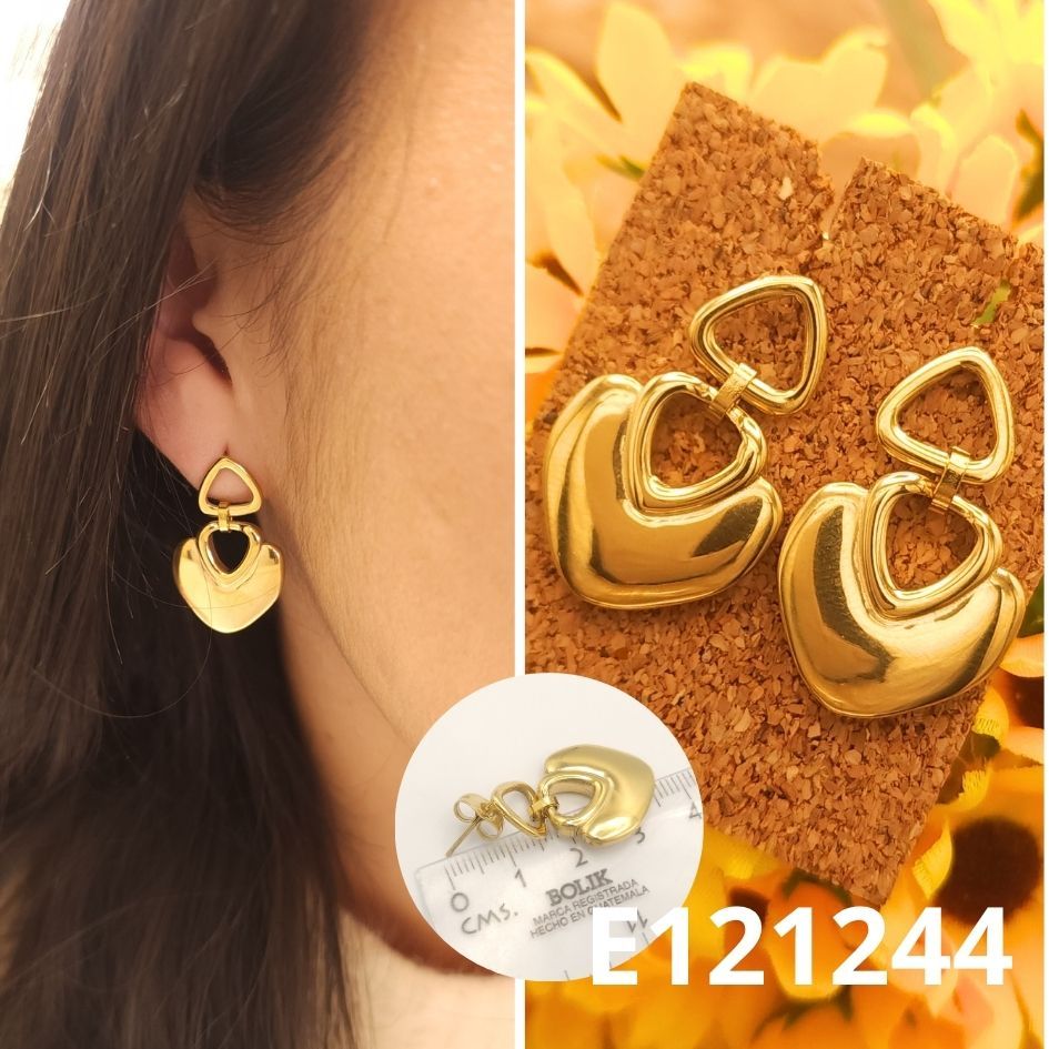ARGOLLAS ECHAPADAS EN ORO 14K CORAZON 3.5CM