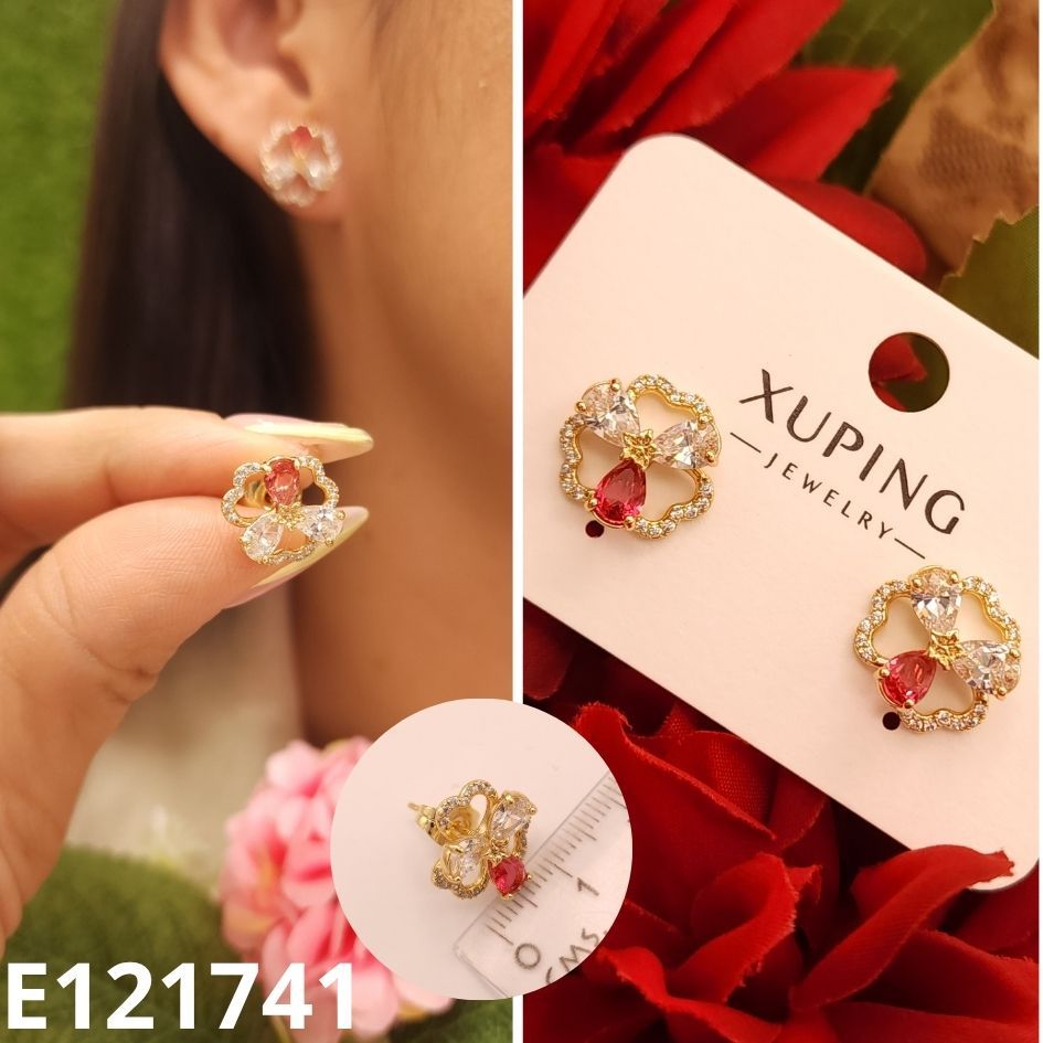 ARETES ENCHAPADOS EN ORO 14K FLOR 1.4CM