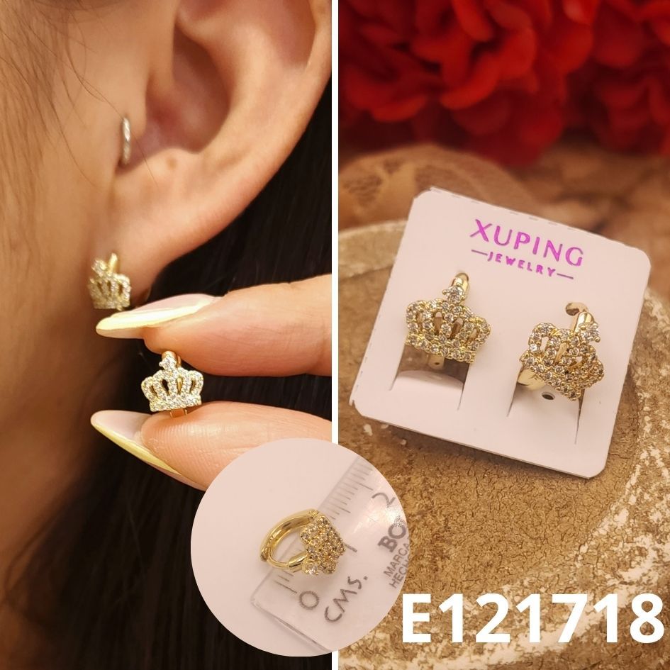 ARGOLLAS ENCHAPADAS EN ORO 14K CORONITA 1.4cm