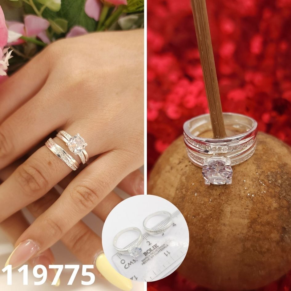 ANILLO DE PLATA 925 DUO DE MATRIMONIO CON CIRCONIAS