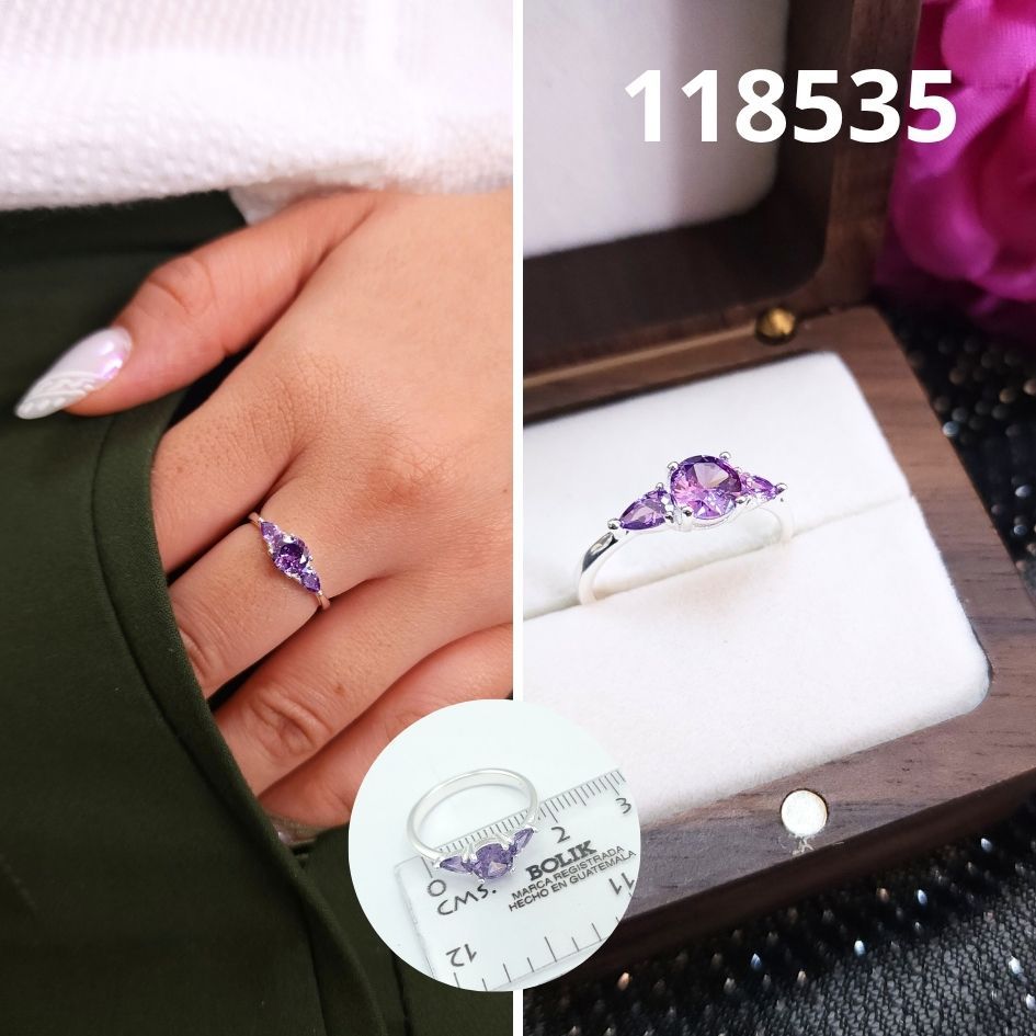 ANILLO DE PLATA 925 CIRCONIAS MORADO