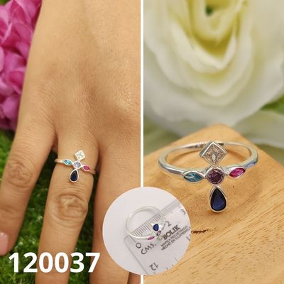 ANILLO DE PLATA 925 CRUZ COLORES