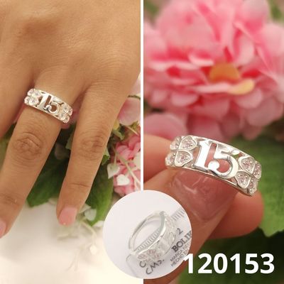 ANILLO DE PLATA 925 QUINCE AÑOS PIEDRA ROSADO