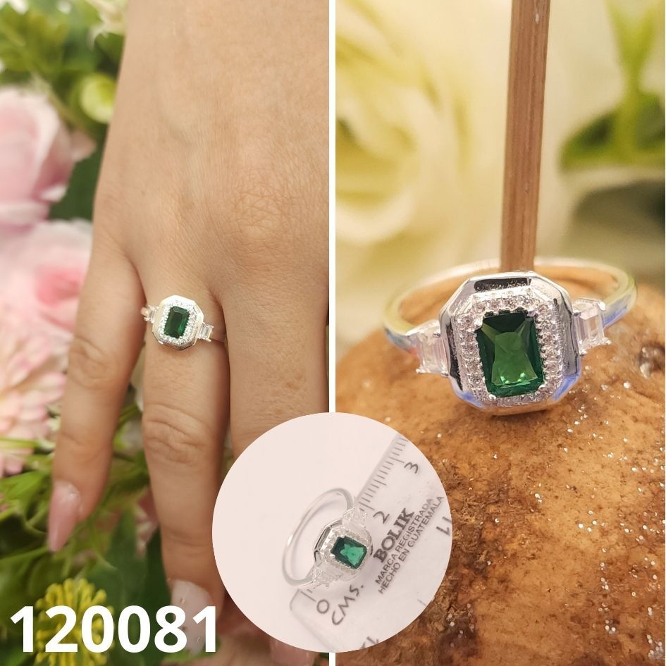 ANILLO DE PLATA 925 PIEDRA VERDE