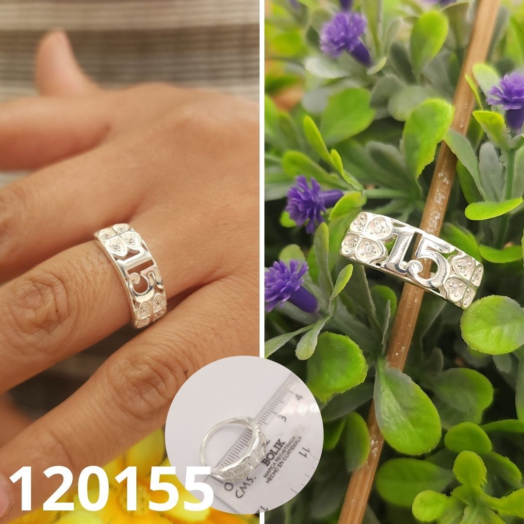 ANILLO DE PLATA 925 QUINCE AÑOS PIEDRA TRANSPARENTE