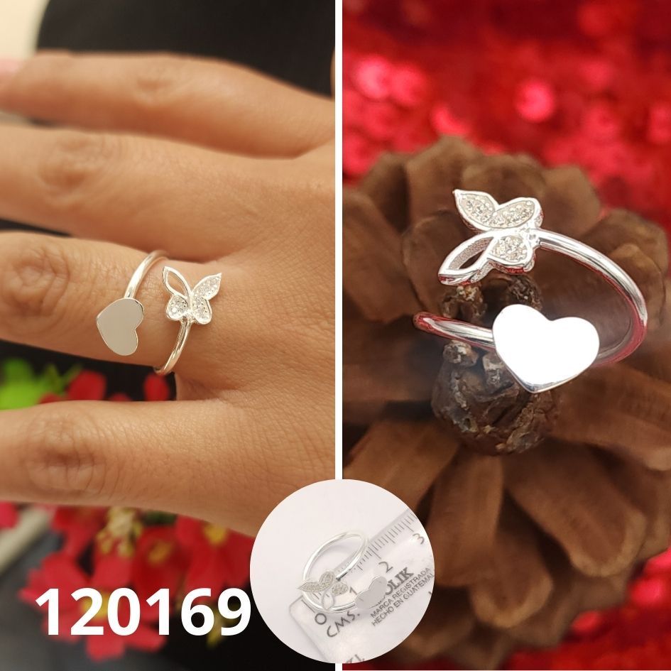ANILLO DE PLATA 925 CORAZON Y MARIPOSA